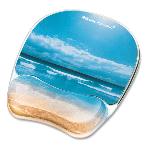 Picture of Photo Gel Mouse Pad with Wrist Rest with Microban Protection, 7.87 x 9.25, Sandy Beach Design