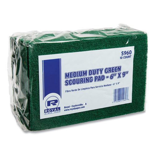 Picture of Medium-Duty Scouring Pad, 6 x 9, Green, 10 Pads/Pack, 6 Packs/Carton