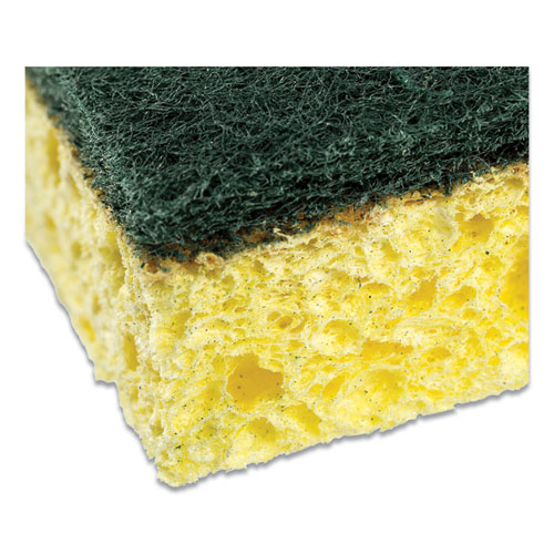 Picture of Heavy-Duty Scrubbing Sponge, 3.5 x 6, 0.85" Thick, Yellow/Green, 20/Carton