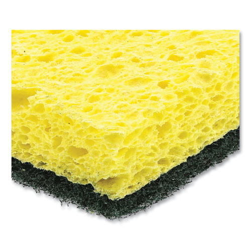 Picture of Heavy-Duty Scrubbing Sponge, 3.5 x 6, 0.85" Thick, Yellow/Green, 20/Carton