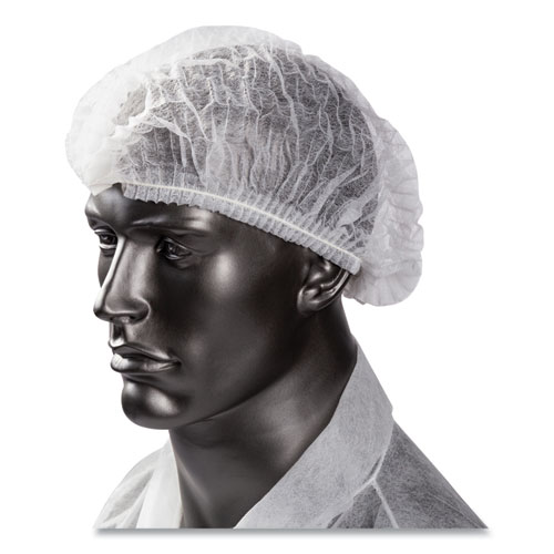 Picture of Latex-Free Operating Room Cap, Pleated, Polypropylene, 21", White, 100 Caps/Pack, 10 Packs/Carton