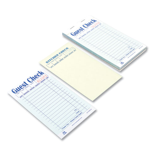 Picture of Guest Check Pad, 17 Lines, Two-Part Carbonless, 3.6 x 6.7, 50 Forms/Pad, 50 Pads/Carton