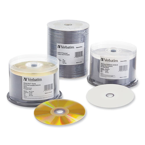 Picture of UltraLife Gold Archival Grade DVD-R, 4.7 GB, 16x, Spindle, Gold, 50/Pack