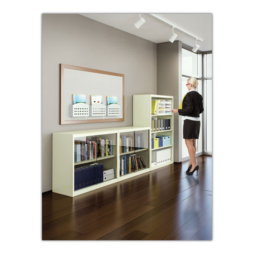 Picture of Metal Bookcase, Three-Shelf, 34.5w x 13.5d x 40h, Black