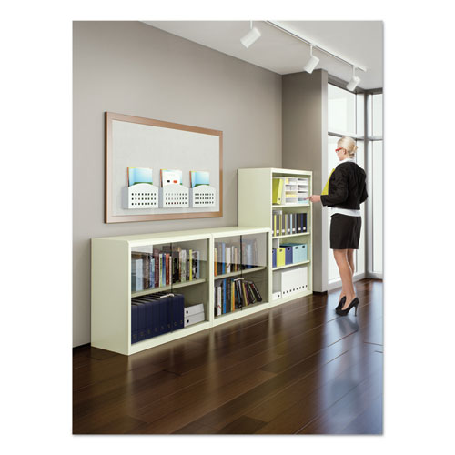 Picture of Metal Bookcase, Three-Shelf, 34.5w x 13.5d x 40h, Putty