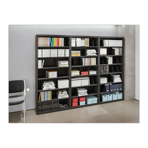 Picture of Fixed Shelf Open-Format Lateral File for End-Tab Folders, 6 Legal/Letter File Shelves, Light Gray, 36" x 16.5" x 75.25"