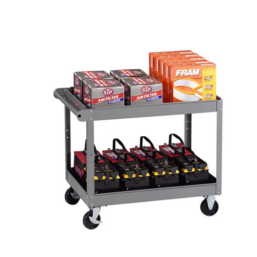 Picture of Two-Shelf Metal Cart, Metal, 2 Shelves, 500 lb Capacity, 24" x 36" x 32", Gray