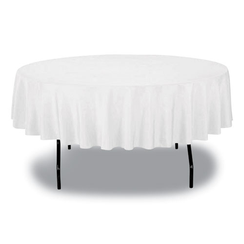 Picture of Table Set Round Table Cover, Plastic, 84" Diameter, White, 6/Pack