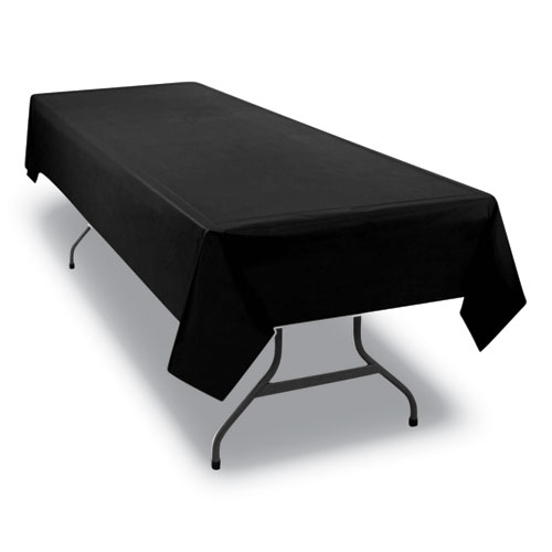 Picture of Table Set Rectangular Table Covers, Heavyweight Plastic, 54" x 108", Black, 6/Pack