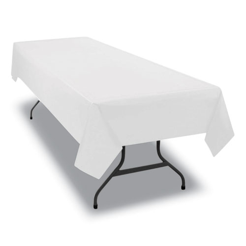 Picture of Table Set Rectangular Table Cover, Heavyweight Plastic, 54" x 108", White, 6/Pack