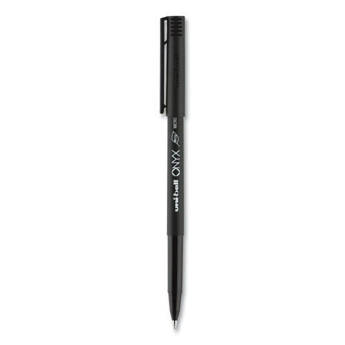 Picture of ONYX Roller Ball Pen, Stick, Extra-Fine 0.5 mm, Black Ink, Black Barrel, Dozen