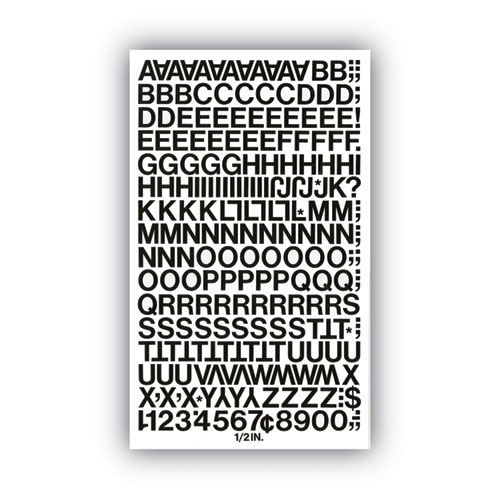 Picture of Press-On Vinyl Letters and Numbers, Self Adhesive, Black, 0.5"h, 201/Pack