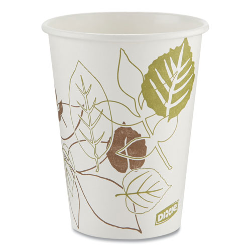 Picture of Pathways Paper Hot Cups, 12 oz, White/Brown, 50/Sleeve, 20 Sleeves/Carton