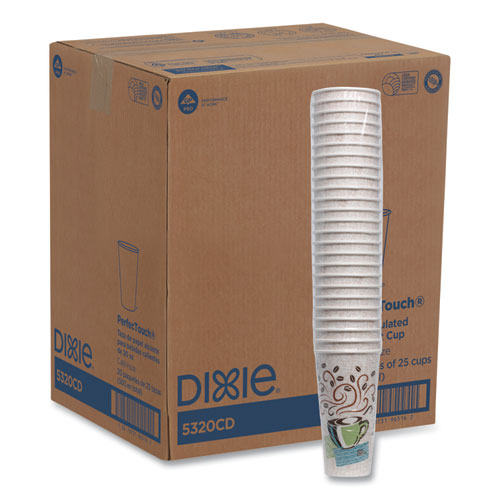 Picture of PerfecTouch Paper Hot Cups, 20 oz, Coffee Haze Design, 25/Sleeve, 20 Sleeves/Carton