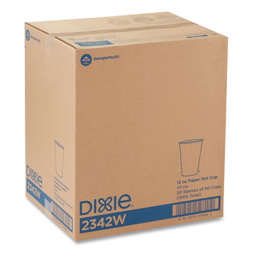 Picture of Paper Hot Cups, 12 oz, White, 50/Sleeve, 20 Sleeves/Carton