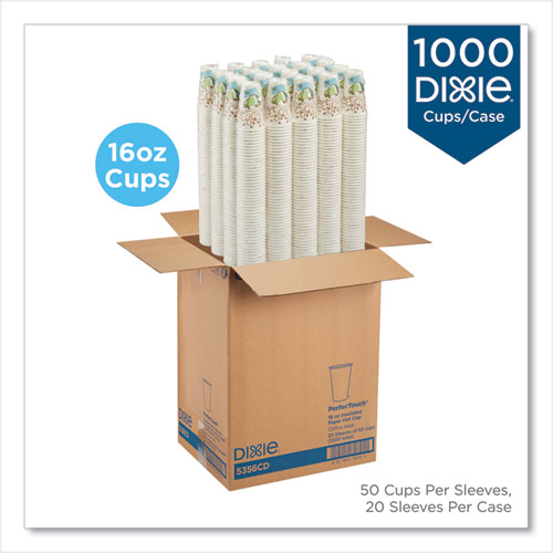 Picture of PerfecTouch Paper Hot Cups, 16 oz, Coffee Haze Design, 50/Sleeve, 20 Sleeves/Carton