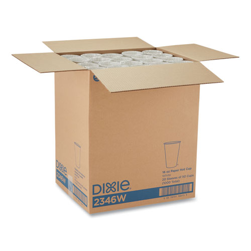 Picture of Paper Hot Cups, 16 oz, White, 50/Sleeve, 20 Sleeves/Carton