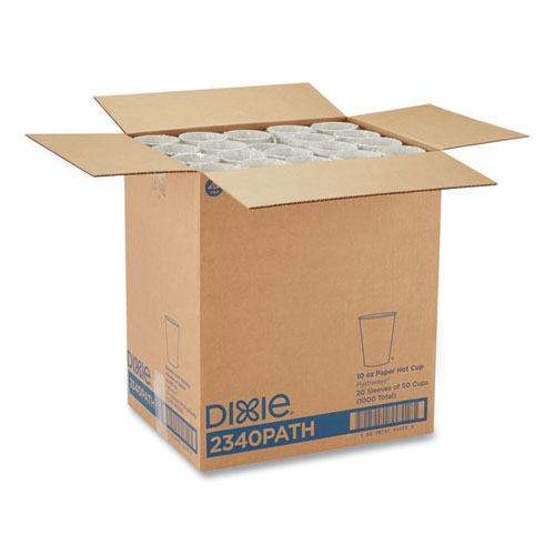 Picture of Pathways Paper Hot Cups, 10 oz, White/Brown, 50/Sleeve, 20 Sleeves/Carton