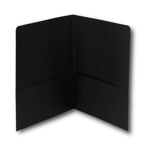 Picture of Two-Pocket Folder, Textured Paper, 100-Sheet Capacity, 11 x 8.5, Black, 25/Box