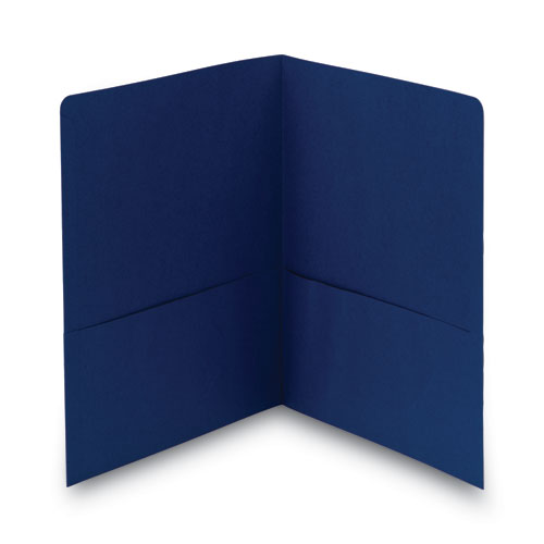 Picture of Two-Pocket Folder, Textured Paper, 100-Sheet Capacity, 11 x 8.5, Dark Blue, 25/Box