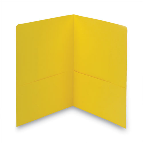 Picture of Two-Pocket Folder, Textured Paper, 100-Sheet Capacity, 11 x 8.5, Yellow, 25/Box