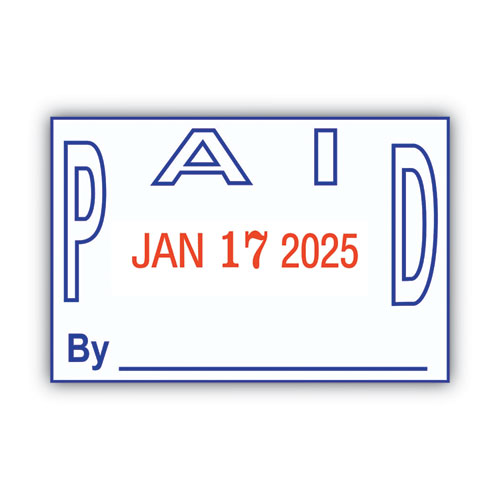 Picture of Model S 360 Two-Color Message Dater, 1.75 x 1, "Paid," Self-Inking, Blue/Red