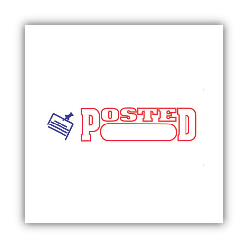 Picture of Pre-Inked Shutter Stamp, Red/Blue, POSTED, 1.63 x 0.5