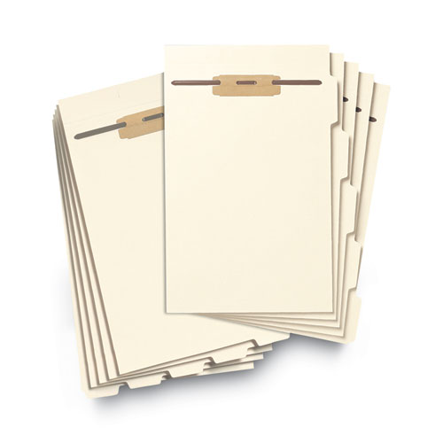 Picture of Stackable Folder Dividers with Fasteners, 1/5-Cut Bottom Tab, 1 Fastener, Legal Size, Manila, 4 Dividers/Set, 50 Sets