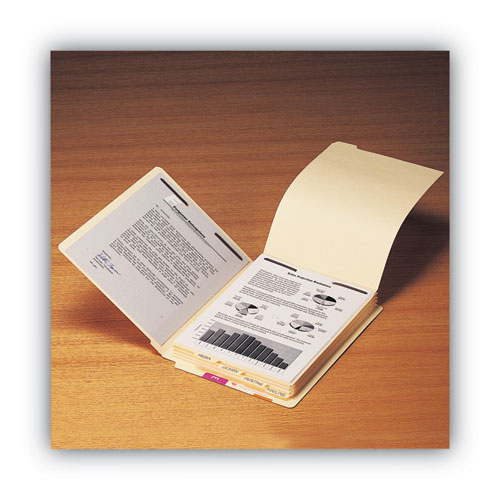 Picture of Stackable Folder Dividers with Fasteners, 1/5-Cut Bottom Tab, 1 Fastener, Letter Size, Manila, 4 Dividers/Set, 50 Sets