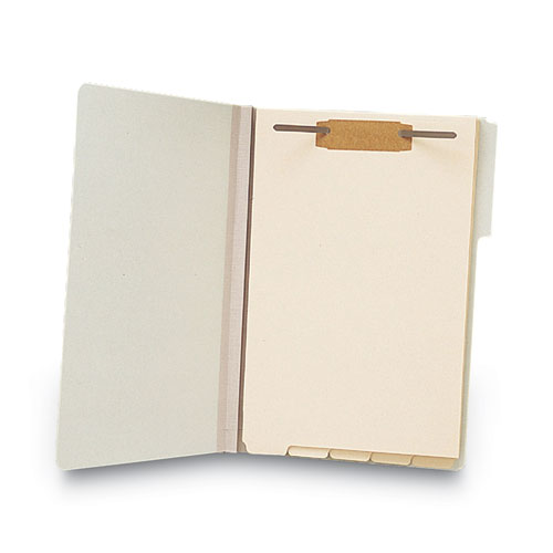 Picture of Stackable Folder Dividers with Fasteners, 1/5-Cut Bottom Tab, 1 Fastener, Legal Size, Manila, 4 Dividers/Set, 50 Sets