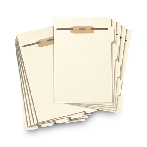 Picture of Stackable Folder Dividers with Fasteners, 1/5-Cut Bottom Tab, 1 Fastener, Letter Size, Manila, 4 Dividers/Set, 50 Sets