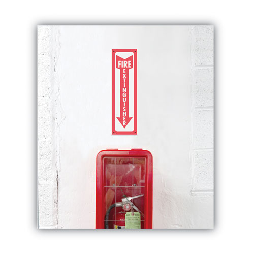 Picture of Glow-In-The-Dark Safety Sign, Fire Extinguisher, 4 x 13, Red