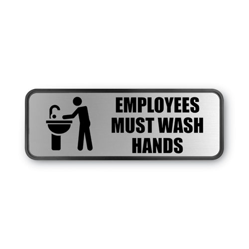 Brushed+Metal+Office+Sign%2C+Employees+Must+Wash+Hands%2C+9+X+3%2C+Silver