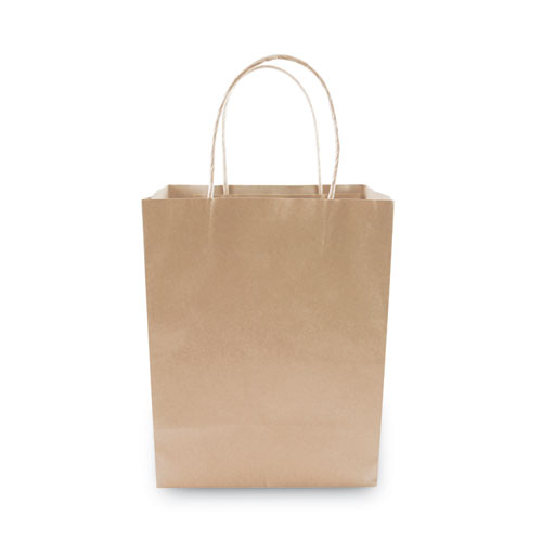 Picture of Premium Shopping Bag, Natural Twisted-Paper Handles, 8" x 4" x 10.25", Brown, 50/Box