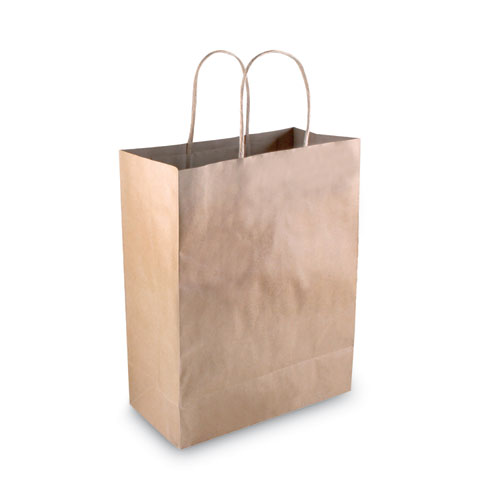 Picture of Premium Shopping Bag, Natural Twisted-Paper Handles, 8" x 4" x 10.25", Brown, 50/Box