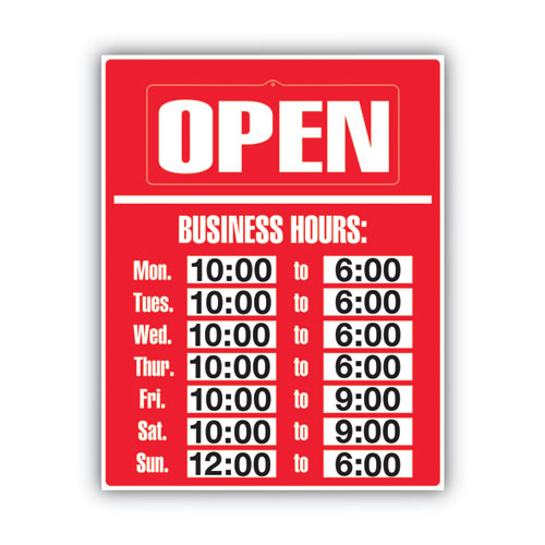 Picture of Business Hours Sign Kit, 15 x 19, Red