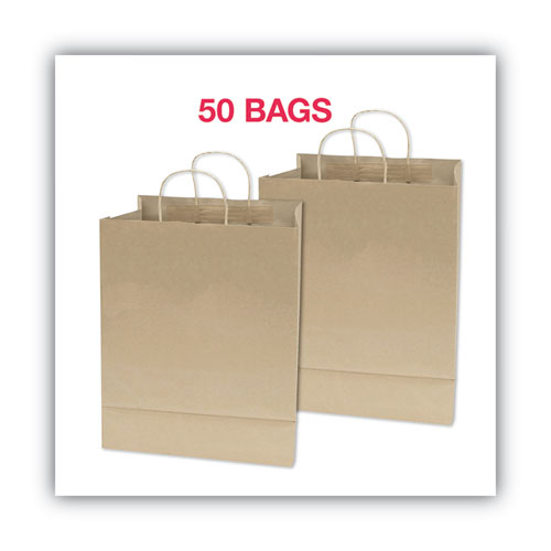 Picture of Premium Shopping Bag, Natural Twisted-Paper Handles, 10" x 4.5" x 13", Brown, 50/Box