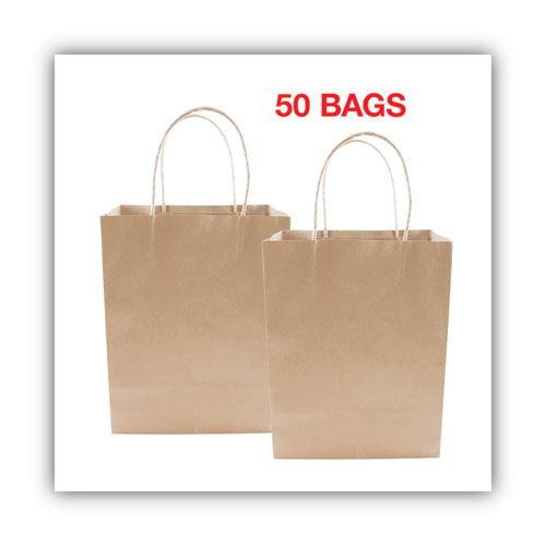 Picture of Premium Shopping Bag, Natural Twisted-Paper Handles, 8" x 4" x 10.25", Brown, 50/Box