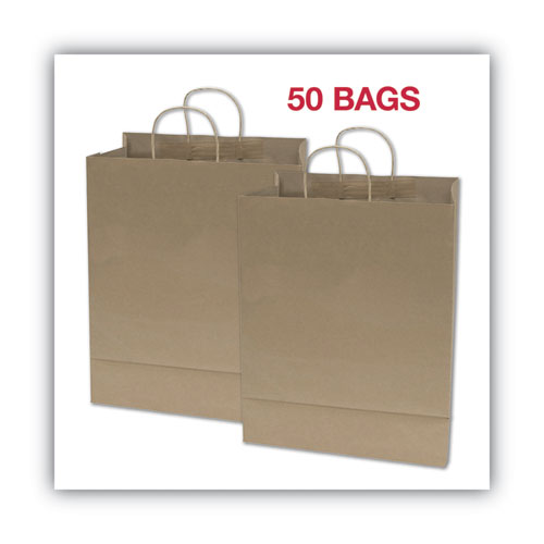 Picture of Premium Shopping Bag, Natural Twisted-Paper Handles, 12" x 6.5" x 17", Brown, 50/Box