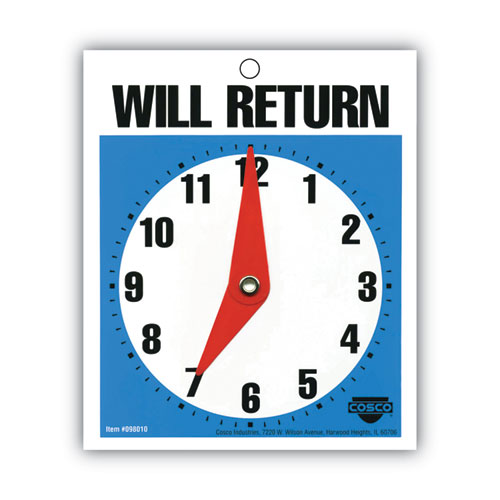 Picture of Will Return Later Sign, 5 x 6, Blue