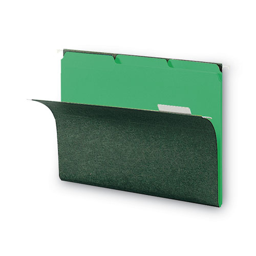 Picture of Interior File Folders, 1/3-Cut Tabs: Assorted, Letter Size, 0.75" Expansion, Green, 100/Box