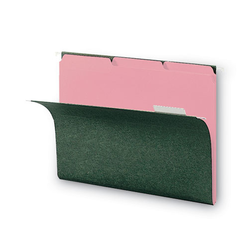 Picture of Interior File Folders, 1/3-Cut Tabs: Assorted, Letter Size, 0.75" Expansion, Pink, 100/Box