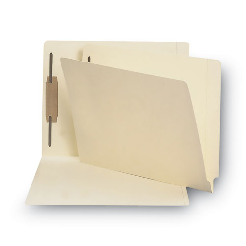 Picture of End Tab Fastener Folders with Reinforced Straight Tabs, 14-pt Manila, 1 Fastener, Letter Size, Manila Exterior, 50/Box