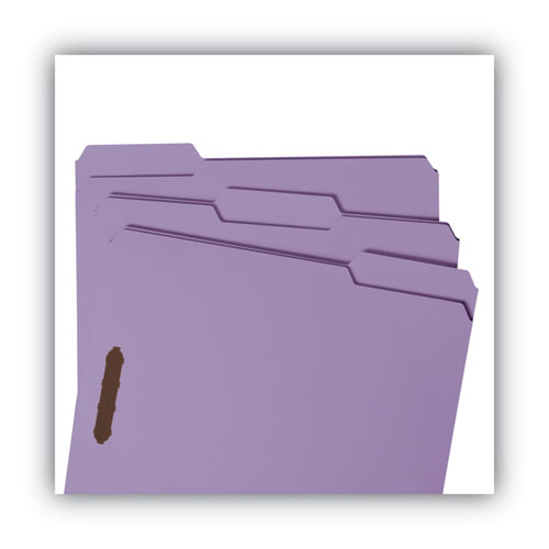 Picture of Top Tab Colored Fastener Folders, 0.75" Expansion, 2 Fasteners, Letter Size, Lavender Exterior, 50/Box