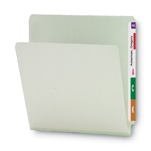 Picture of Extra-Heavy Recycled Pressboard End Tab Folders, Straight Tabs, Letter Size, 1" Expansion, Gray-Green, 25/Box