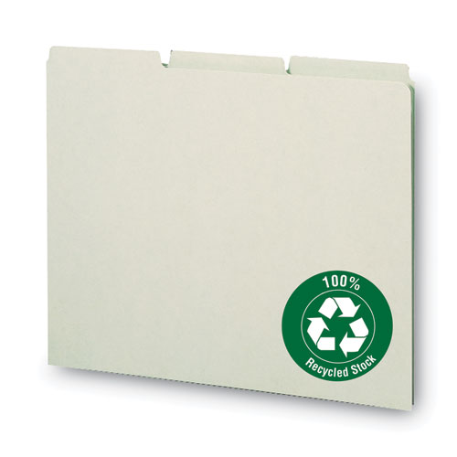 Picture of Recycled Blank Top Tab File Guides, 1/3-Cut Top Tab, Blank, 8.5 x 11, Green, 100/Box