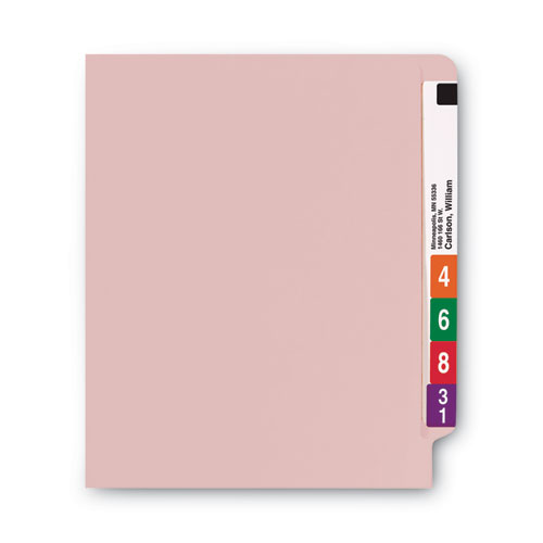 Picture of Shelf-Master Reinforced End Tab Colored Folders, Straight Tabs, Letter Size, 0.75" Expansion, Pink, 100/Box