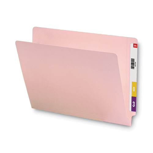 Picture of Shelf-Master Reinforced End Tab Colored Folders, Straight Tabs, Letter Size, 0.75" Expansion, Pink, 100/Box