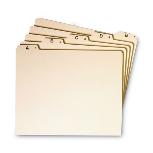 Picture of Alphabetic Top Tab Indexed File Guide Set, 1/5-Cut Top Tab, A to Z, 8.5 x 11, Manila, 25/Set