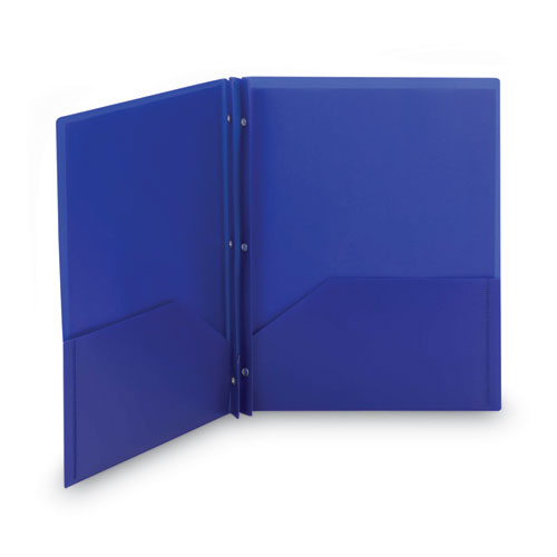 Picture of Poly Two-Pocket Folder with Fasteners, 180-Sheet Capacity, 11 x 8.5, Blue, 25/Box